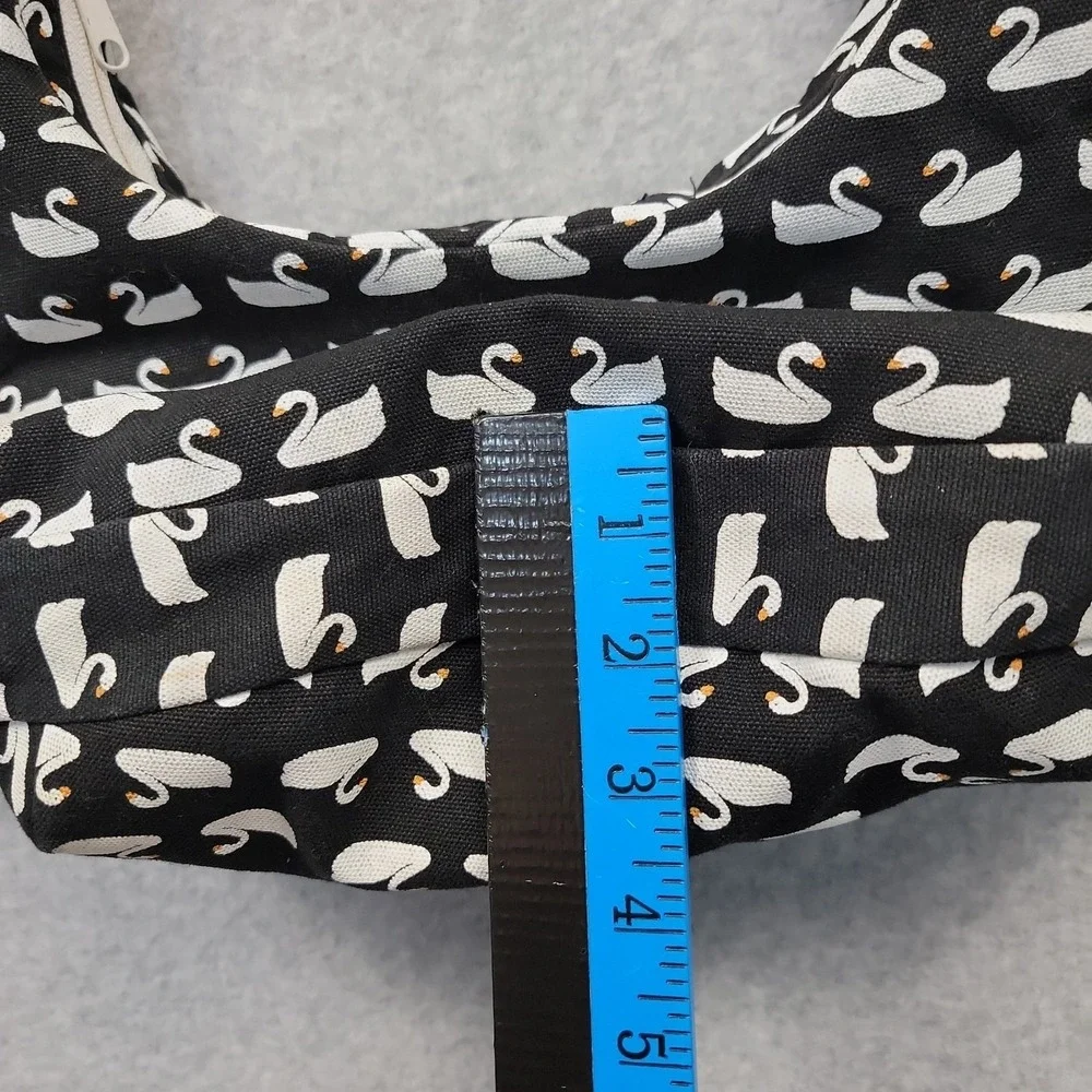 KAVU Satchel Crossbody Bag Shoulder Purse Black & White Swan Pattern Canvas
